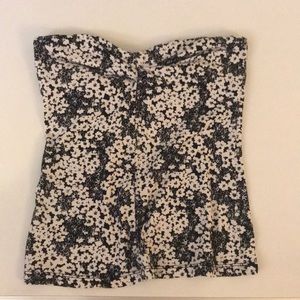 Black and white floral tube top